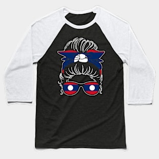 Awesome Laotian Girl Messy Bun Laos Flag For The Lao People Baseball T-Shirt